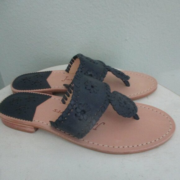 NWOT JACK ROGERS ~ PALM BEACH NAVY BLUE FLATS ~ 5 - Picture 2 of 6
